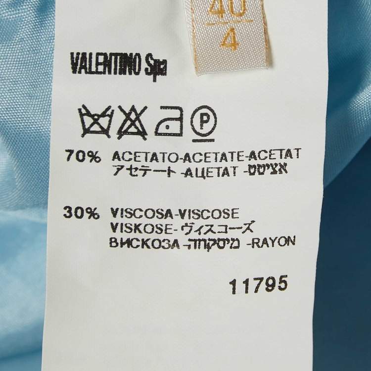 Pre Owned Valentino Roma Blue Pleated Crepe Flared Midi Skirt S