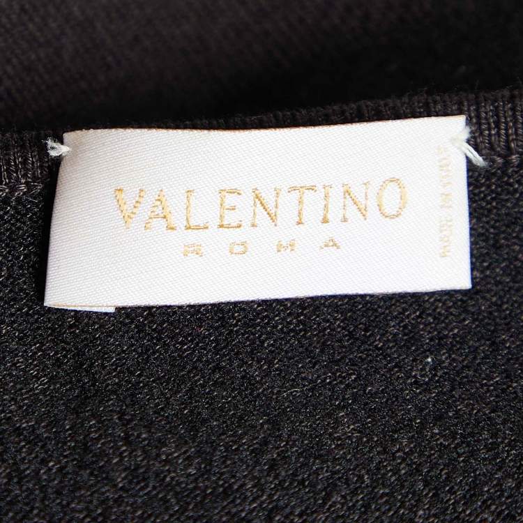 مملوكة مسبقًا Valentino Vintage Brown Jersey Lace Trim Camisole Top L