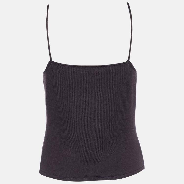 مملوكة مسبقًا Valentino Vintage Brown Jersey Lace Trim Camisole Top L