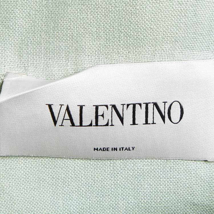 Pre Owned Valentino Sage Green Linen Asymmetric Neck Mini Dress M