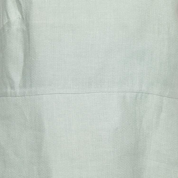 Pre Owned Valentino Sage Green Linen Asymmetric Neck Mini Dress M