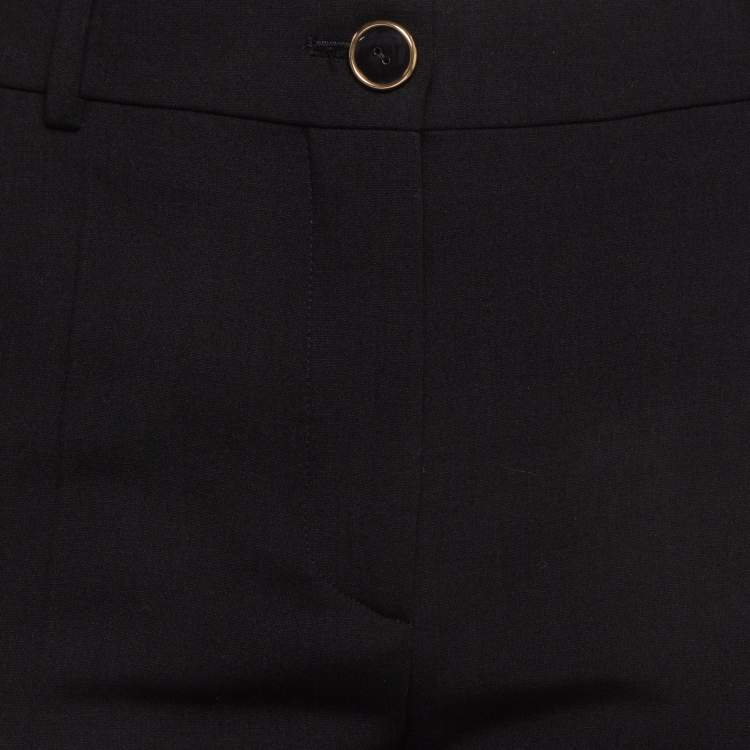 Pre Owned Valentino Black Wool Flared Trousers S