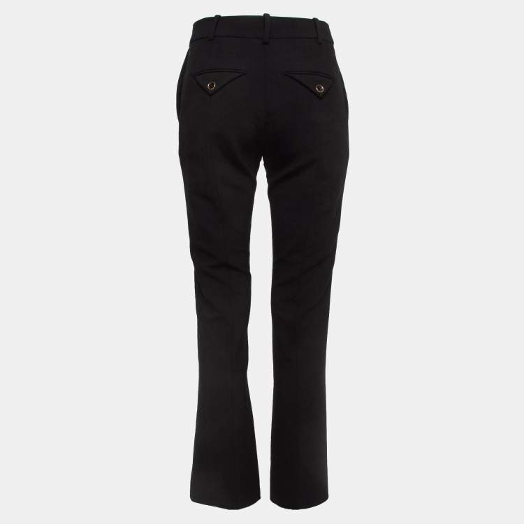 Pre Owned Valentino Black Wool Flared Trousers S