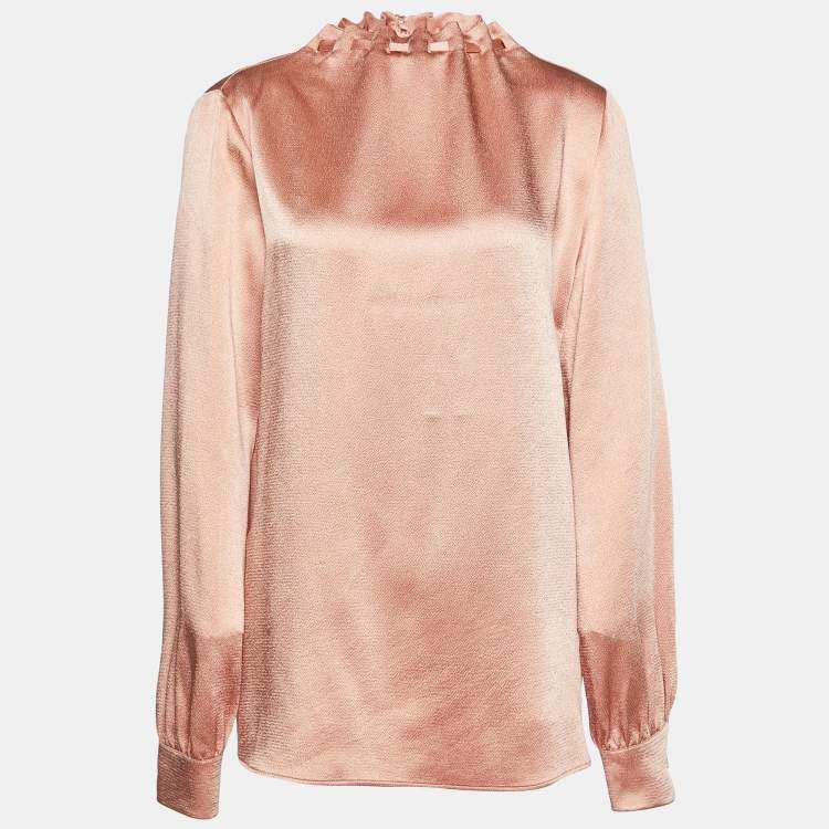 Pre Owned Valentino Peach Satin Top & Pant Set M