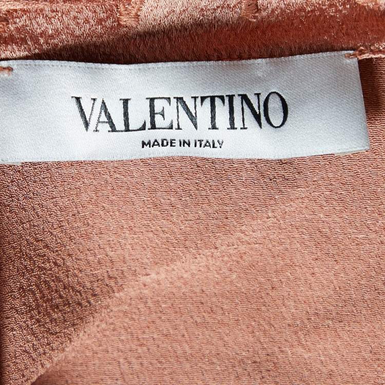 Pre Owned Valentino Peach Satin Top & Pant Set M