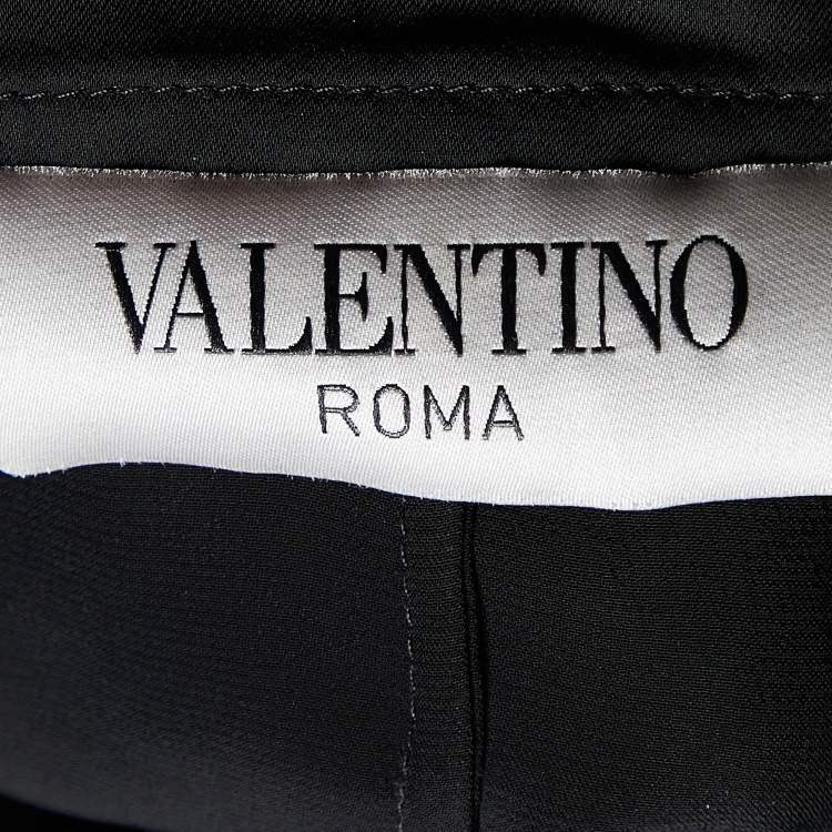 مملوكة مسبقًا Valentino Black Satin Pleated Sleeve Shirt Dress M