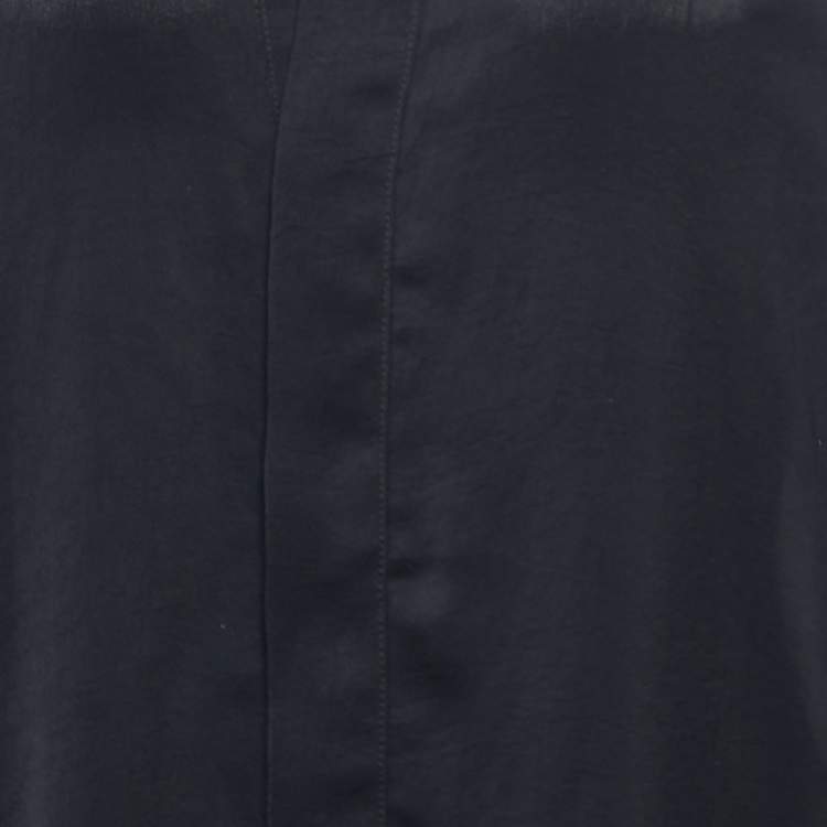 مملوكة مسبقًا Valentino Black Satin Pleated Sleeve Shirt Dress M