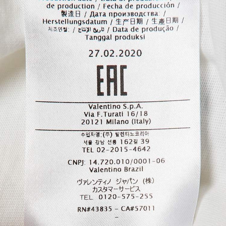 Pre Owned Valentino White Logo Printed Cotton Short Sleeve T-Shirt XS