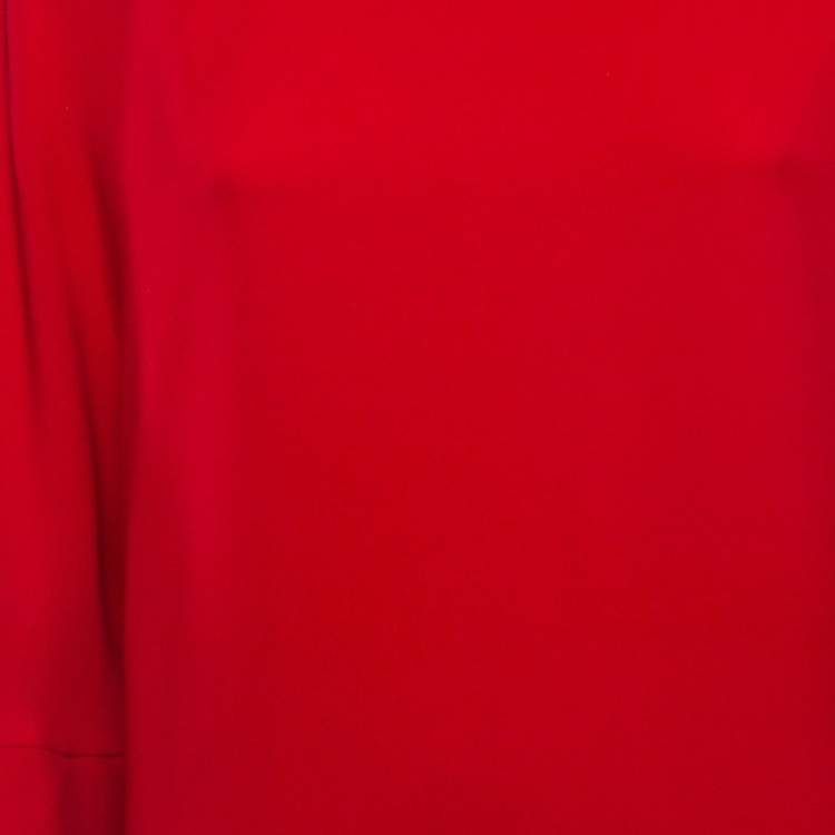 Pre Owned Valentino Red Silk Flared Sleeve Shift Dress M