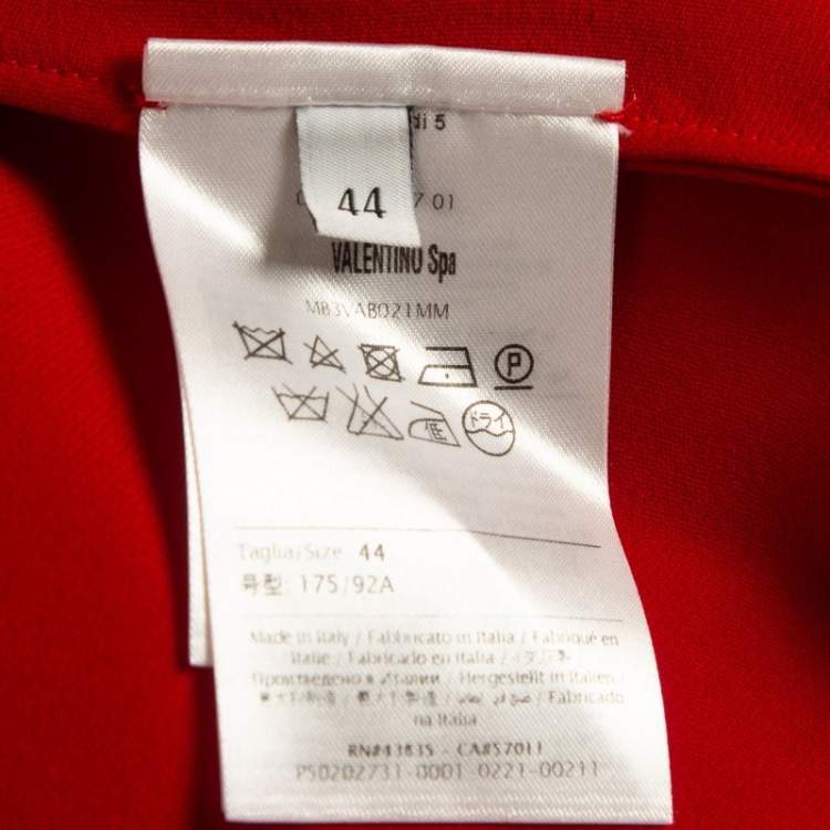 Pre Owned Valentino Red Silk Flared Sleeve Shift Dress M