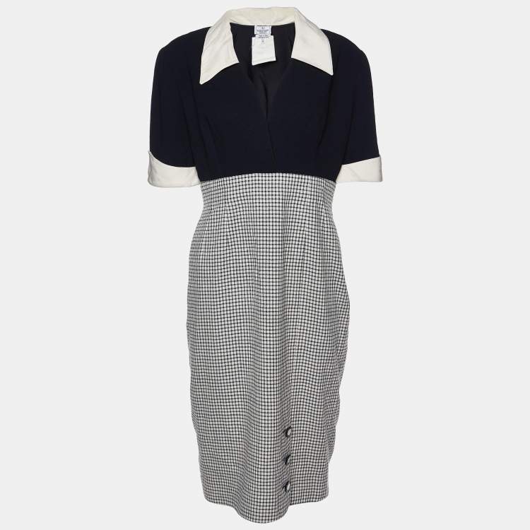 Pre Owned Valentino Boutique Vintage Black Wool Midi Dress XL