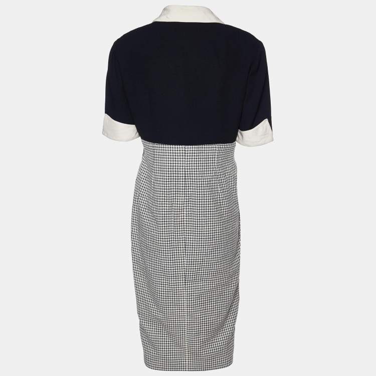 Pre Owned Valentino Boutique Vintage Black Wool Midi Dress XL