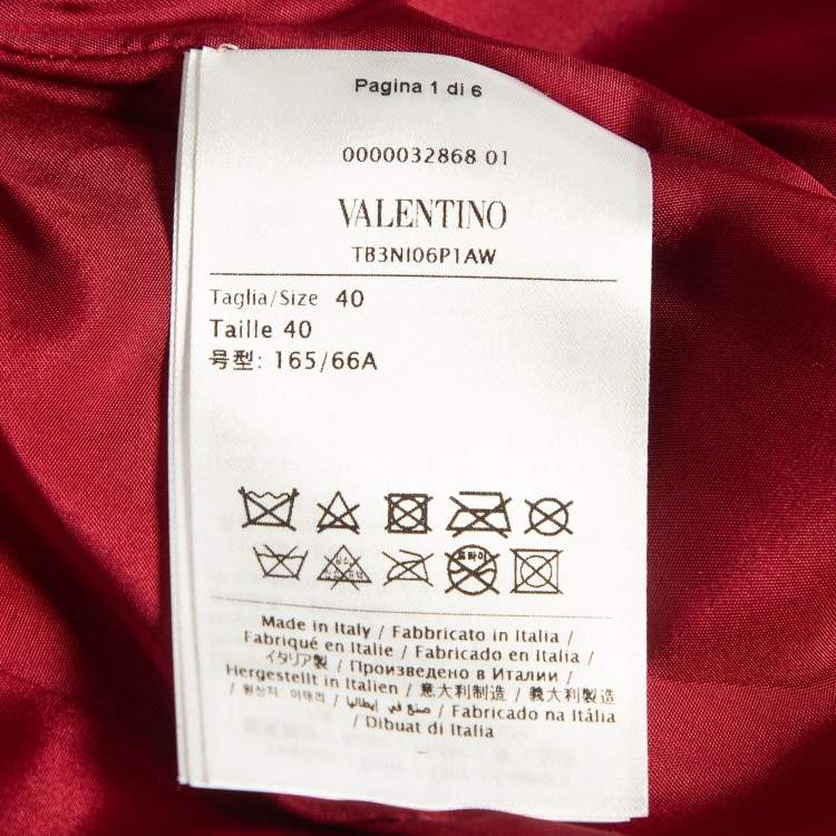 Pre Owned Valentino Red V Applique Leather Mini Wrap Skirt S
