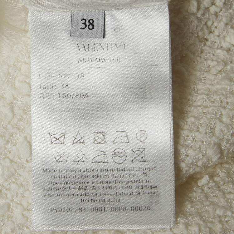 Pre Owned Valentino Off-White Tweed Mini Dress S