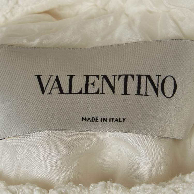 Pre Owned Valentino Off-White Tweed Mini Dress S