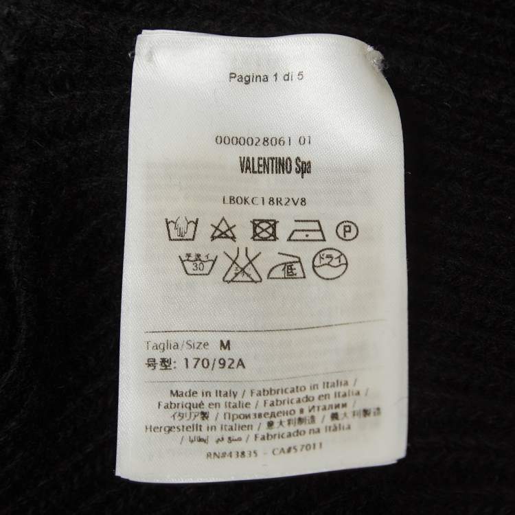 Pre Owned Valentino Black Wool & Cashmere Knit Turtle Neck Top M