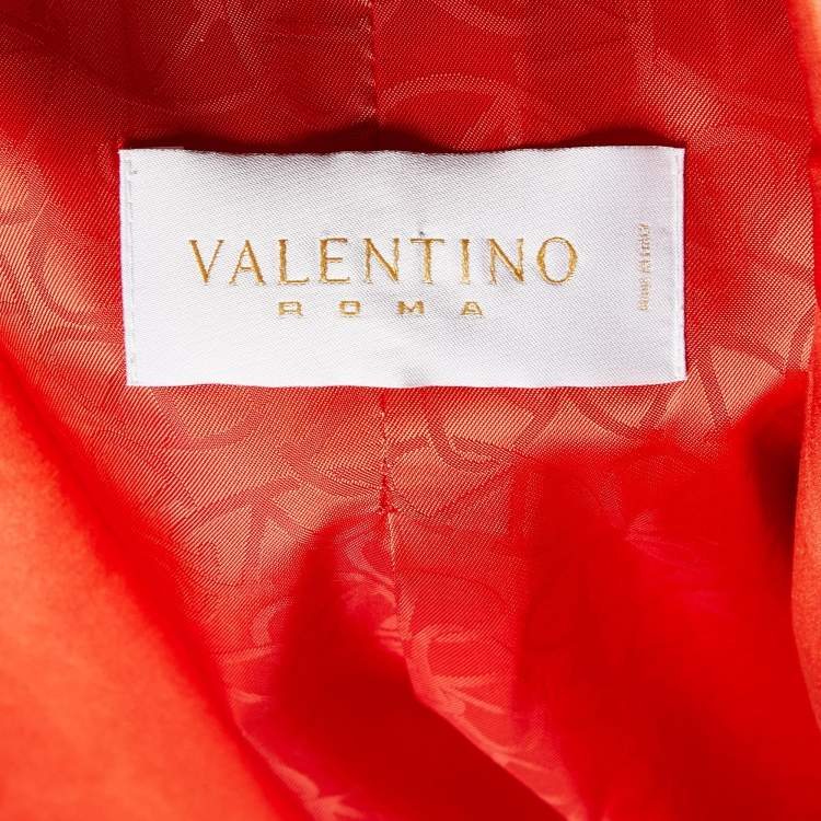 Pre Owned Valentino Orange Cotton & Silk Satin Button Front Coat L