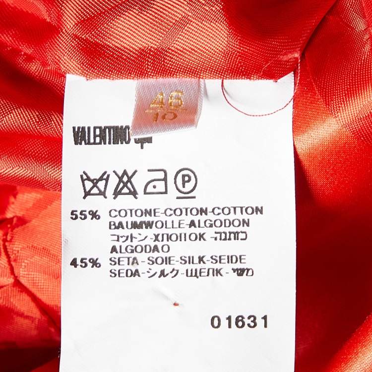 Pre Owned Valentino Orange Cotton & Silk Satin Button Front Coat L