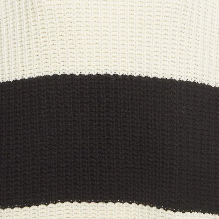 Pre Owned Valentino Black/White Stripe Wool Knit Turtleneck Mini Dress S  