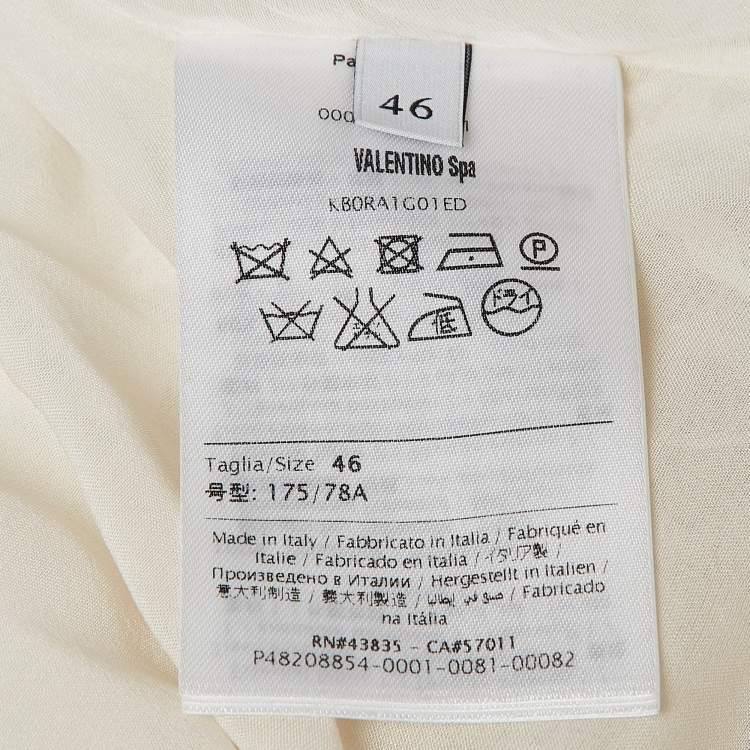 Pre Owned Valentino White Patterned Lace Tiered Midi Skirt L