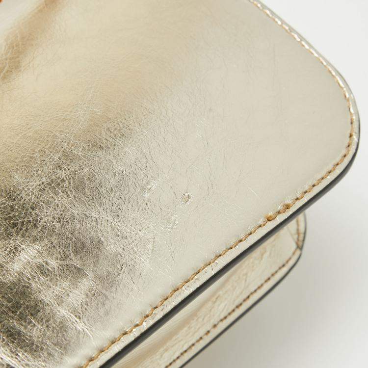 Pre Owned Valentino Metallic Gold Leather Small Loco Shoulder Bag