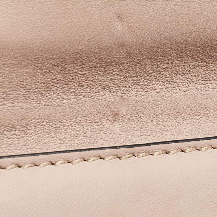Pre Owned Valentino Beige Leather Multicolor Embellished Small Rockstud Glam Lock Flap Bag