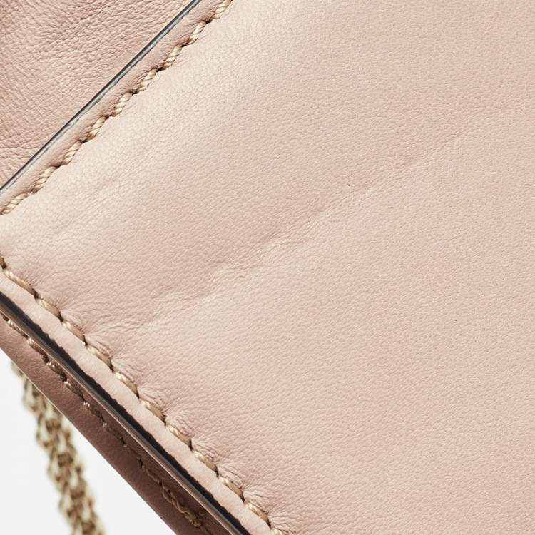 Pre Owned Valentino Beige Leather Multicolor Embellished Small Rockstud Glam Lock Flap Bag