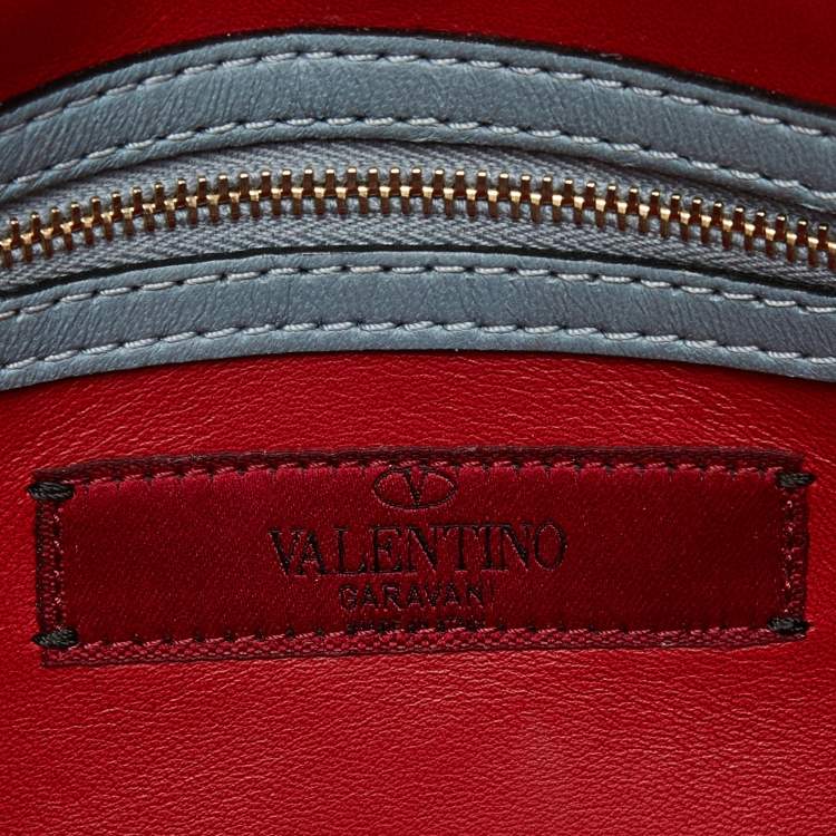Pre Owned Valentino Blue Leather Flap Rockstud Clutch