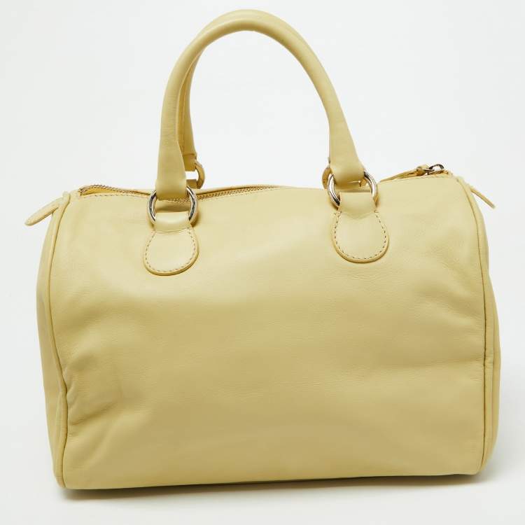 Pre Owned Valentino Yellow Leather Zip Boston Bag
