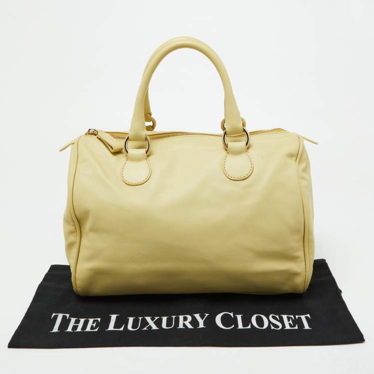 Pre Owned Valentino Yellow Leather Zip Boston Bag