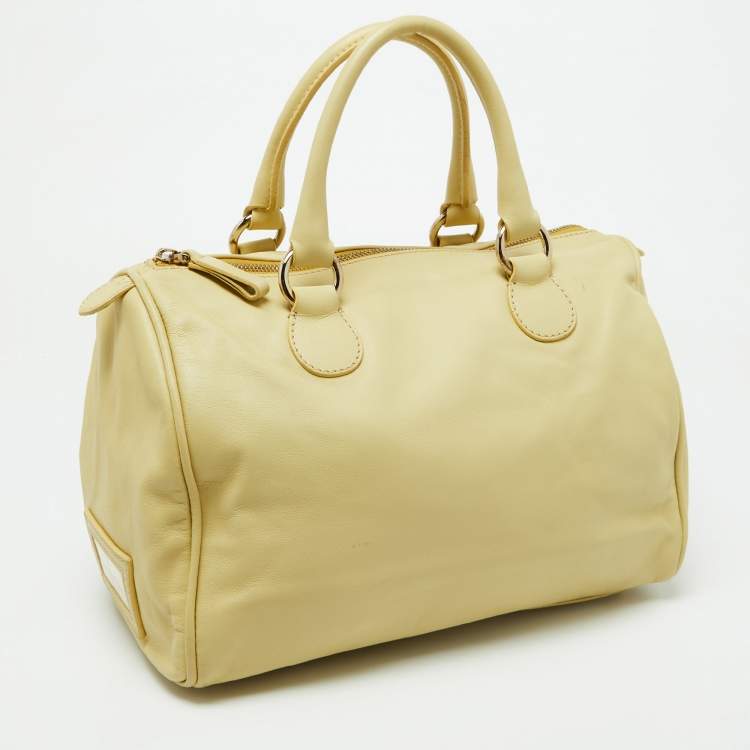 Pre Owned Valentino Yellow Leather Zip Boston Bag