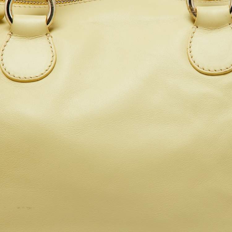 Pre Owned Valentino Yellow Leather Zip Boston Bag