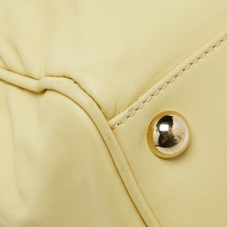 Pre Owned Valentino Yellow Leather Zip Boston Bag