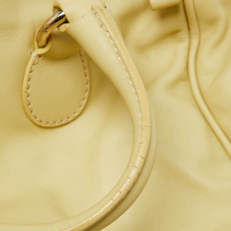Pre Owned Valentino Yellow Leather Zip Boston Bag