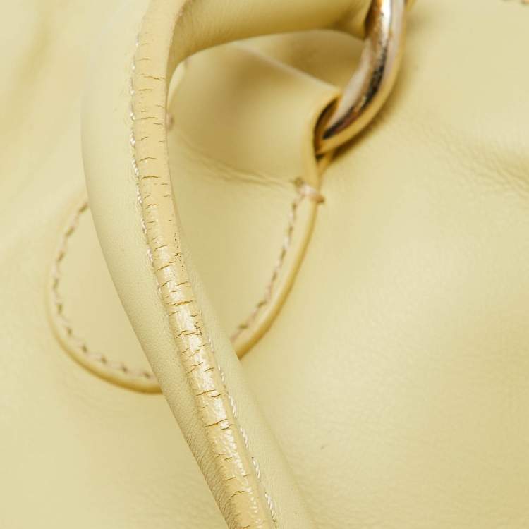 Pre Owned Valentino Yellow Leather Zip Boston Bag