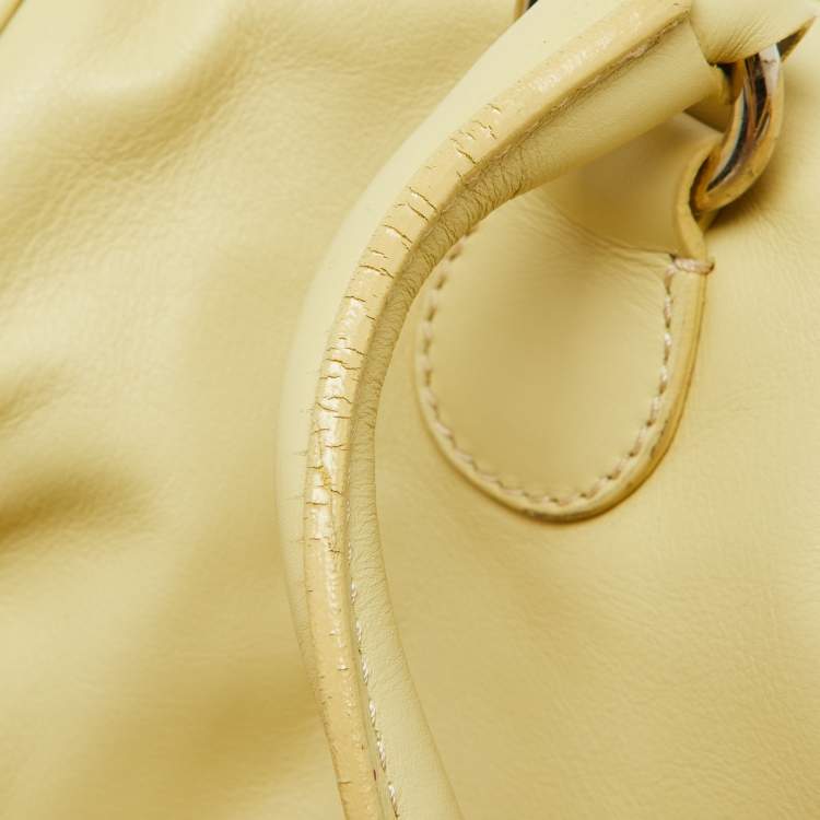 Pre Owned Valentino Yellow Leather Zip Boston Bag