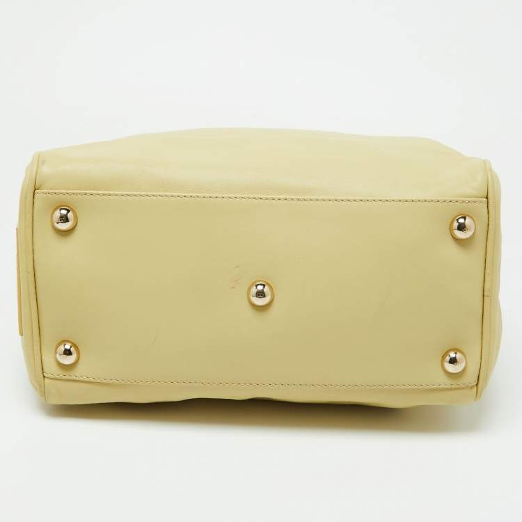 Pre Owned Valentino Yellow Leather Zip Boston Bag