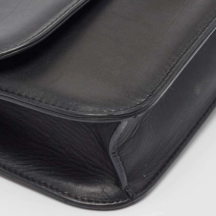 Pre Owned Valentino Black Leather Medium Rockstud Glam Lock Flap Bag