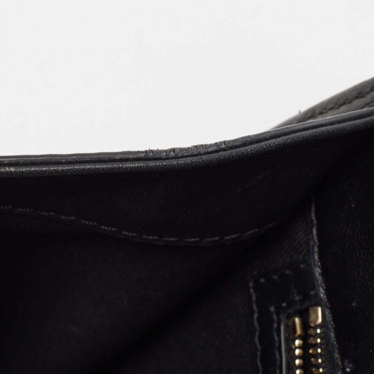 Pre Owned Valentino Black Leather Medium Rockstud Glam Lock Flap Bag