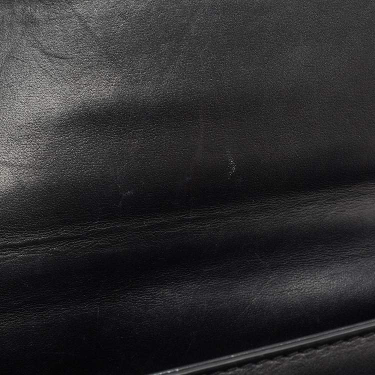 Pre Owned Valentino Black Leather Medium Rockstud Glam Lock Flap Bag