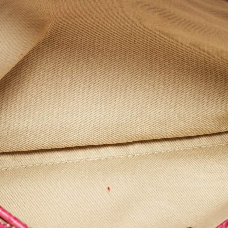 Pre Owned Valentino Pink Snakeskin Rockstud Wristlet Clutch