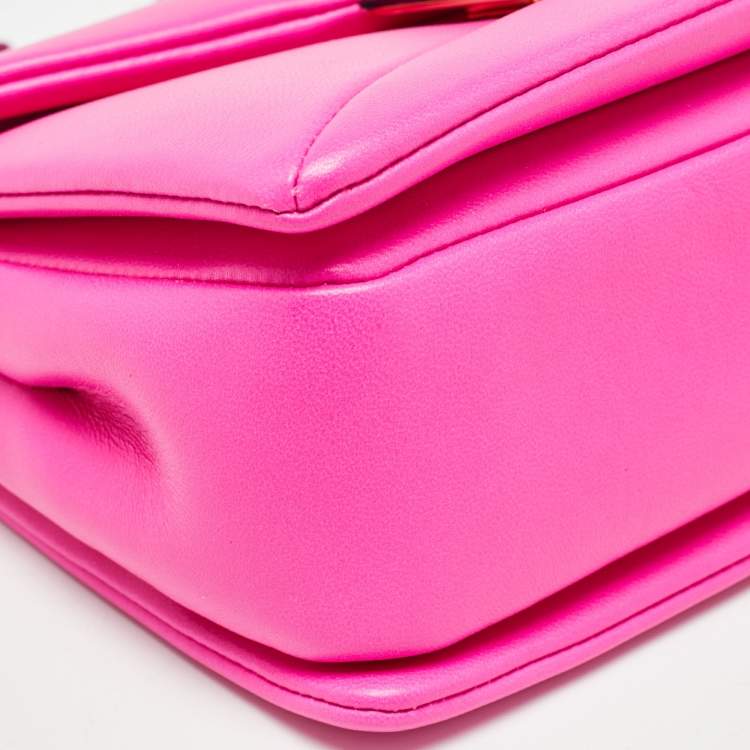 Pre Owned Valentino Pink Leather One Stud Chain Shoulder Bag