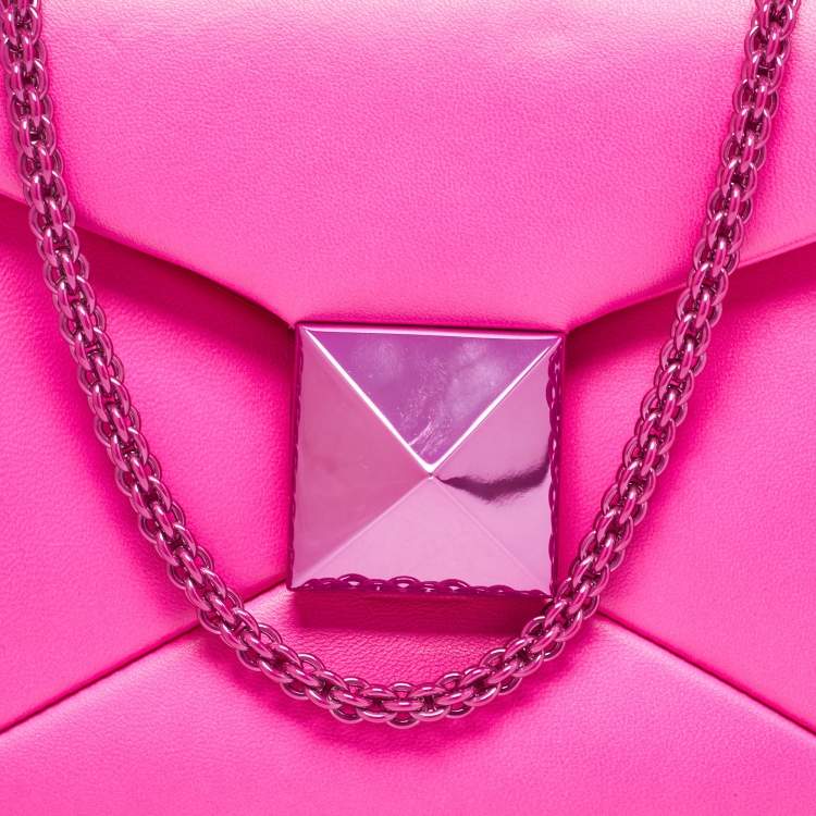 Pre Owned Valentino Pink Leather One Stud Chain Shoulder Bag