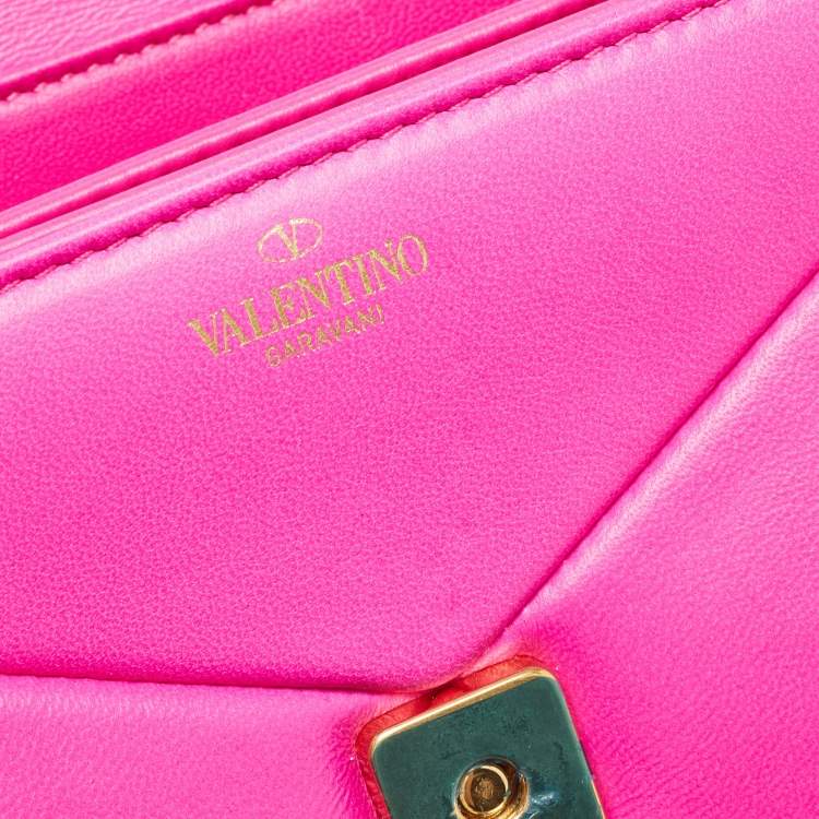 Pre Owned Valentino Pink Leather One Stud Chain Shoulder Bag
