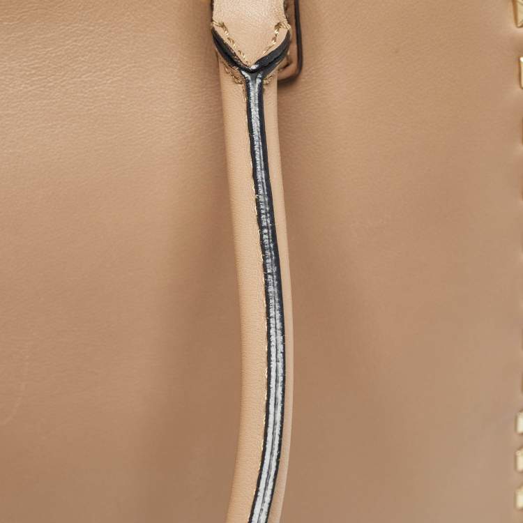 Pre Owned Valentino Beige Leather Rockstud Trapeze Tote