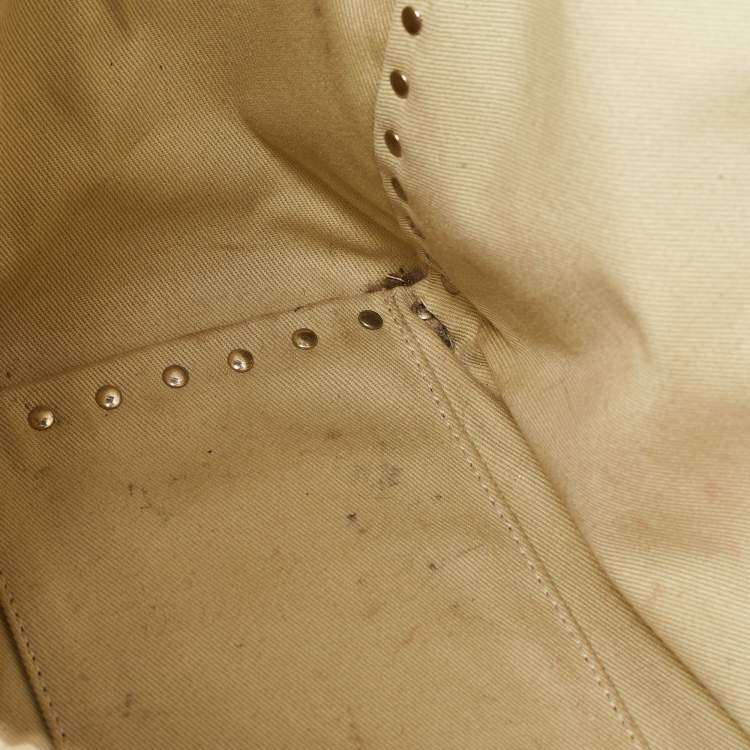 Pre Owned Valentino Beige Leather Rockstud Trapeze Tote