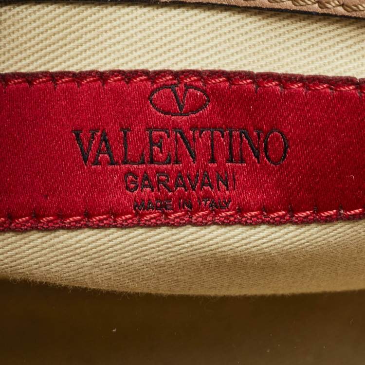 Pre Owned Valentino Beige Leather Rockstud Trapeze Tote