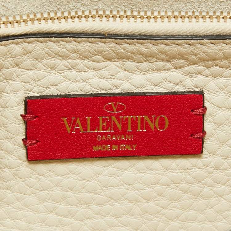 Pre Owned Valentino Off White Leather Rockstud Flap Crossbody Bag
