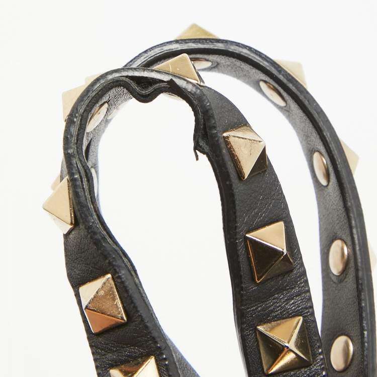 Pre Owned Valentino Black Leather Small Rockstud Trapeze Tote