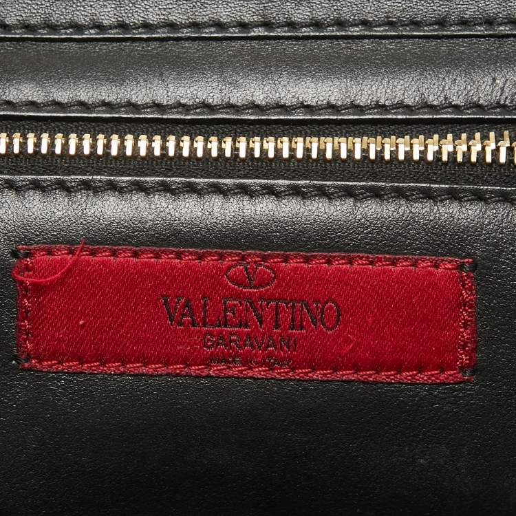 Pre Owned Valentino Black Leather Small Rockstud Trapeze Tote